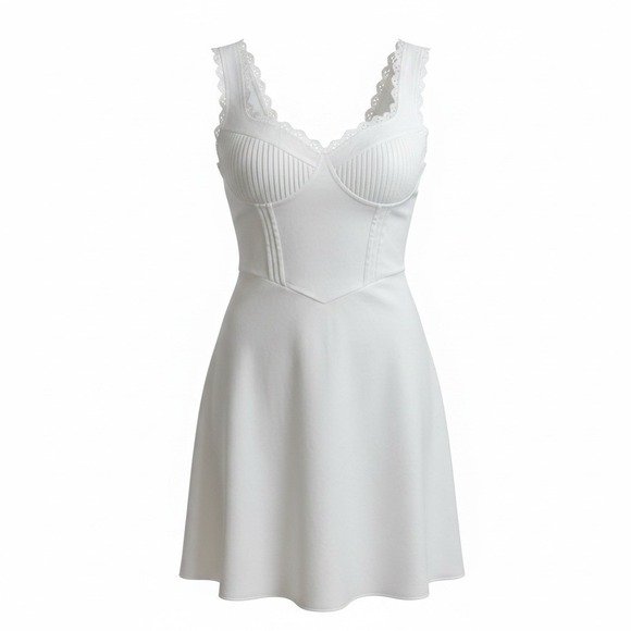 Sth Cute Dresses & Skirts - Sth Cute Babydoll Mini Dress, White, Size Small